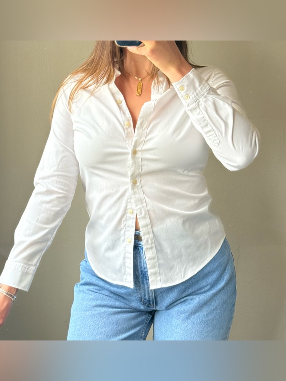 Classic White Button-Down Shirt - Women's Long Sleeve